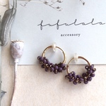 ＊パープル×ブラウン/フープイヤリング＊