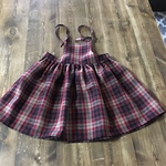 SALE100㎝エプロンワンピース  ウール混チェック　あか系