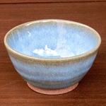 優しい天然灰の釉（青）くみ出し湯呑　小鉢　