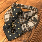 犬・猫の首輪　28～31　cocochanネクタイチョーカーNEO　現品限りの再販なし・タータンチェック・グレー・黒猫・ドット