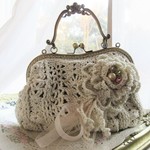 白雪姫のがま口バッグ・内布付き・レース編み