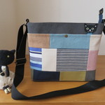yu様ご依頼品　帆布パッチワークと猫のショルダーバッグ