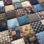パッチワークマット＊48×47.5＊カントリーblueボタン