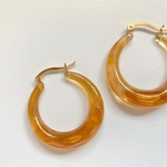【2pcs honey color】マーブルリングピアス