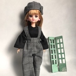 りかちゃん服　チェックサロペットセット☆送料無料です。