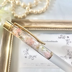名入れ可能♡本物の桜【ハーバリウムボールペン 】桜のプリザーブドフラワー使用 雪桜