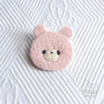 クマ･ピンク(羊毛フェルトブローチ)