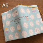 ブックカバー A5判 綿菓子と羊 ミントブルー