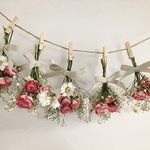 petit garland: pink×white ミニブーケ ガーランド  フラワー スワッグ  ドライフラワー