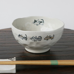 【訳アリ】ねこねこ　お茶碗　特大（磁器）