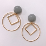 グレー×ゴールドリングのイヤリング　/ピアス