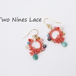 【Only actual product】Rear stone☆Grandidierite 14kgf earrings〈Two Nines Lace〉