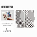 ドット 水玉 (A) ミラー付 ベルトあり 手帳型 全機種対応 スマホケース iPhone Xperia AQUOS Galaxy  [mset-22733181]
