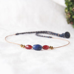 Blue&Red Rice Short Necklace