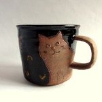 mufupotari 猫のマグカップ　焦げ茶B