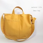 『 natural life 』ポケット付き結べる２ｗａｙバッグ（帆布・マスタード）