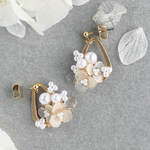 【12/14まで￥500off中】14kgf＊雫フレーム＊ブーケ＊パール＊花＊リーフ＊小枝＊ボタニカル＊ピアス＊イヤリング