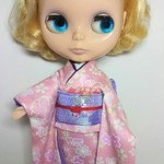 ブライス 着物 振袖 リカちゃん着物 振袖 No.154 ピンク 桜づくし