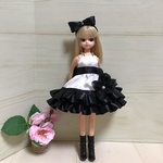 リカちゃんミニドレス   モノトーン