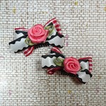 【簡単ワンタッチ】ペット用リボン＊バラ（たれ耳用2個セット）