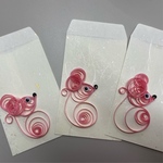 ポチ袋　ペーパークィニングでできたねずみちゃん付　お年玉やお心付に