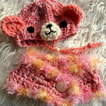 ピンクのくまちゃん☆ニット帽とマフラー（セット、バラ売り）