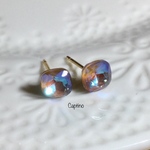 再販・ブルーブラウンクリスタルピアス