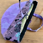 【ご予約品】阿波踊り編笠バック　【紫　四つ葉と猫模様】