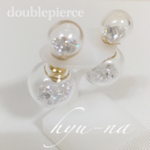 ダブルガラスドームピアス＊cz＊