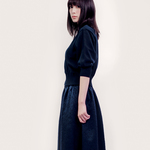 ★限定サンプルSALE30％OFF・SL売切Mのみ★秋冬 ネイビー ドット ウール混 ロングスカート ●CAMILLE●