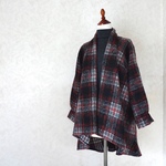 【再販】シャギーウールのバックロングカーディ✴︎レッド×ブラック