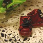 【本革・オビツ１１・靴】編み上げブーツ（皺加工）・赤