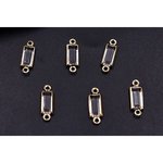 送料無料 30個 アクリルストーンチャーム 長方形 2カン 6×17mm ゴールド/クリア【30ヶ】 M2727