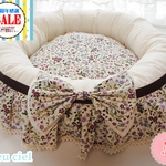 ＳＡＬＥ!!　リバティ調花柄のフリルペットベッド　Ａタイプ/パープル系　（Ｍ）