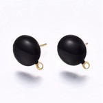 〖3ペア〗カン付き◇ブラックエナメルピアス◇304ステンレス