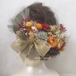 【xx0617様 専用出品】(再販) khaki orange red gold tulle ribbon ヘッドドレス