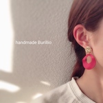 no.558 ゴールドプレート×うねりレッド赤プレート ピアス イヤリング