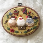 (中サイズ)文鳥たちのお正月  壁掛け