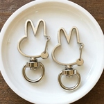 5個セット／ぷっくりほっぺがかわいい！うさぎのナスカン・兎回転カン・ウサギキーホルダー金具・バッグチャーム制作などに〇シルバー/型番4－Ｂ(5個)