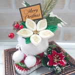 クイリングがポイントのクリスマスミニブーツ🎄ポインセチア（ホワイト 