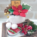 クイリングがポイントのクリスマスミニブーツ🎄ポインセチア（レッド