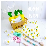 【🍍歯型めが選べる】ハワイアンおむつケーキ　パイナップル &パイナップル柄スタイ&パイナップル歯固めセット 