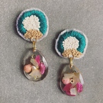 nile blue×shell刺繍ピアス