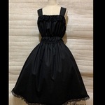 1点物*ウール シャーリング ジャンパースカート ミディ丈★ダークグレー×黒レース(即納品)