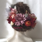 【jurijuri様 専用出品】フルオーダー purple red pink gold black tulle ribbon ヘッドドレス