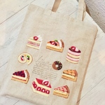 Cafe-sweets☆羊毛刺繍トート〜フレッシュ☆フルーツスイーツ
