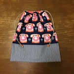  【SALE】￥1400→800 縦長巾着(レトロ電話)