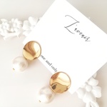 大人シンプル♡艷やかGold×国産コットンパールのイヤリング