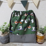 ☆再販☆スケボー　ペンギン柄　巾着袋　お道具袋　給食袋　お弁当袋　コップ袋　入園入学