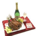hand:made:ミニチュア：ドールハウス：クリスマスパーティー：ローストチキン：再販：